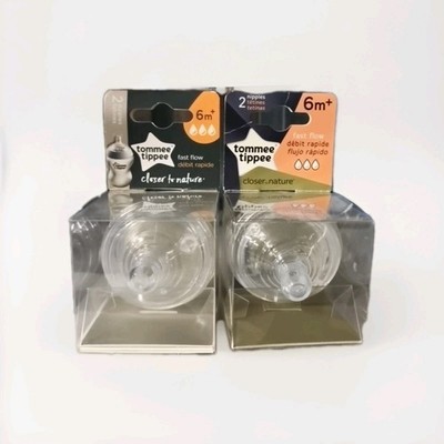 2 Tommee Tippee 6m+ Fast Flow Closer To Nature Nipples (4 Total)