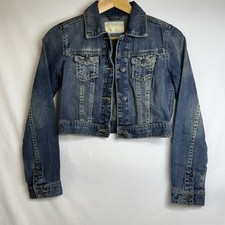 Aeropostale Cropped denim jean jacket, Distressed Grunge Y2K Size XS