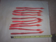 Manns Jelly Worm 7" Strawberry Worm 10 Pk Worms Manns Fishing Worm Discontinued