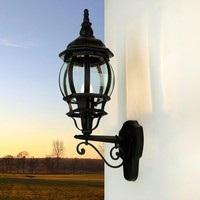 AußEnleuchte Wand Schwarz Glas Aluminium E27 IP23 Haus Hof Rustikal Wandleuchte