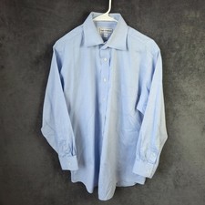 Paul Fredrick Dress Shirt Mens 16-32 Blue Long Sleeve Button Up