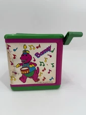 Vintage 1993 Playskool Barney Baby Bop & BJ Musical Jack-In-The-Box Toy