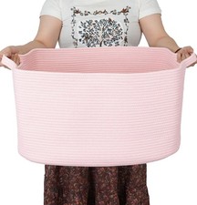 Large Rectangle Blankets Baskets 22"x17"x12" Toy Basket for Kids Woven Cotton...