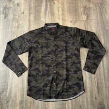Wrangler Mens Camouflage Button Up Shirt Olive Green Long Sleeve Hunting L