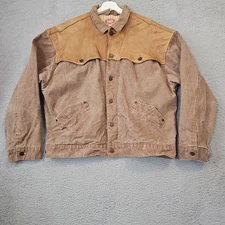 The Australian Outback Collection XL Men Canvas Denim Leather Jacket Distressed 