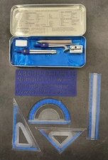 10-Piece STAEDTLER Math Set with Metal Compass Rulers Stencils in Metal Tin