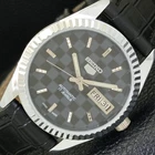 VINTAGE SEIKO 5 AUTOMATIC REFURBISHED JAPAN MENS BLACK DIAL WATCH a440351-4