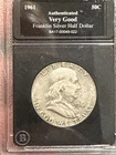 1961 Franklin Silver Half Dollar Bradford Exchange Authenticated Very Good