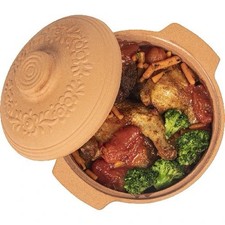 Tonbräter 4L mit Deckel, Tontopf für Brot, Schmortopf, Auflaufform, Dampf