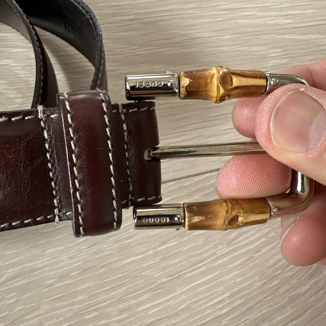 美品】 GUCCI ベルト バンブー ホースビット ブラウン 85・34