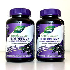 2 Pack Nature's Way Sambucus Immune Elderberry Vitamin C  D3 60 Gummies 11/2027