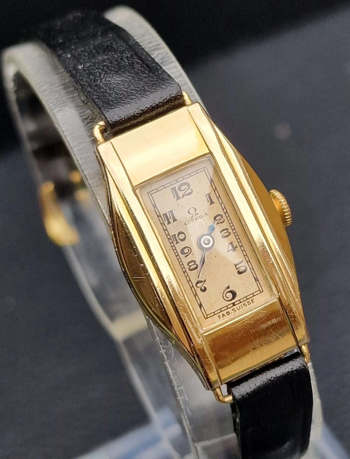 Omega — Omega Art-Deco c1930's Gold plated Tonneau  Ladies’ Cocktail Watch