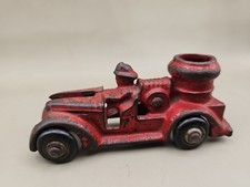 Vintage Antique 4" Arcade Cast Iron Red Fire Engine Pumper Truck Missing Bumper