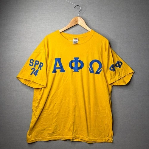 Fruit Of The Loom T-Shirt Alpha Phi Omega Graphic Yellow 2XL - product listing photo