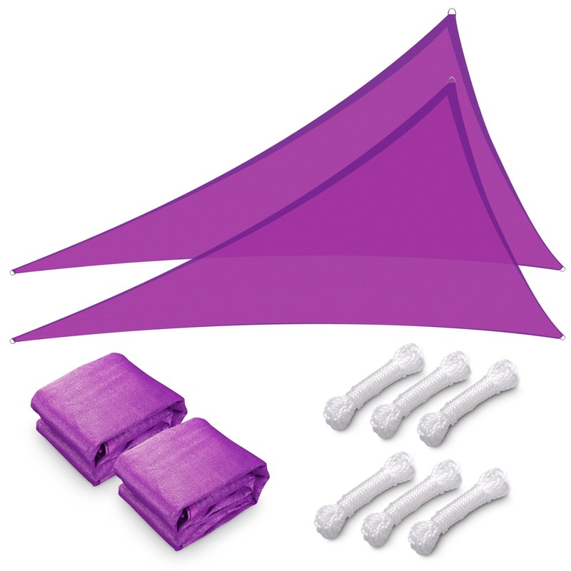 2 Pack 28 Ft 97% UV Block Triangle Sun Shade Sail Canopy Outdoor Patio Awning