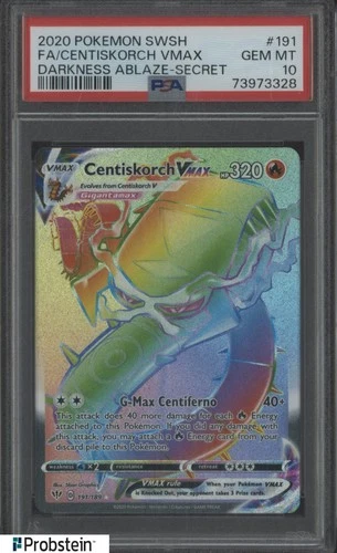 2020 Pokemon SWSH Darkness Ablaze Secret #191 FA Centiskorch VMAX PSA 10