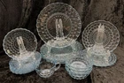 19 pc Bubble Blue Depression Glass Dinnerware by Anchor Hocking