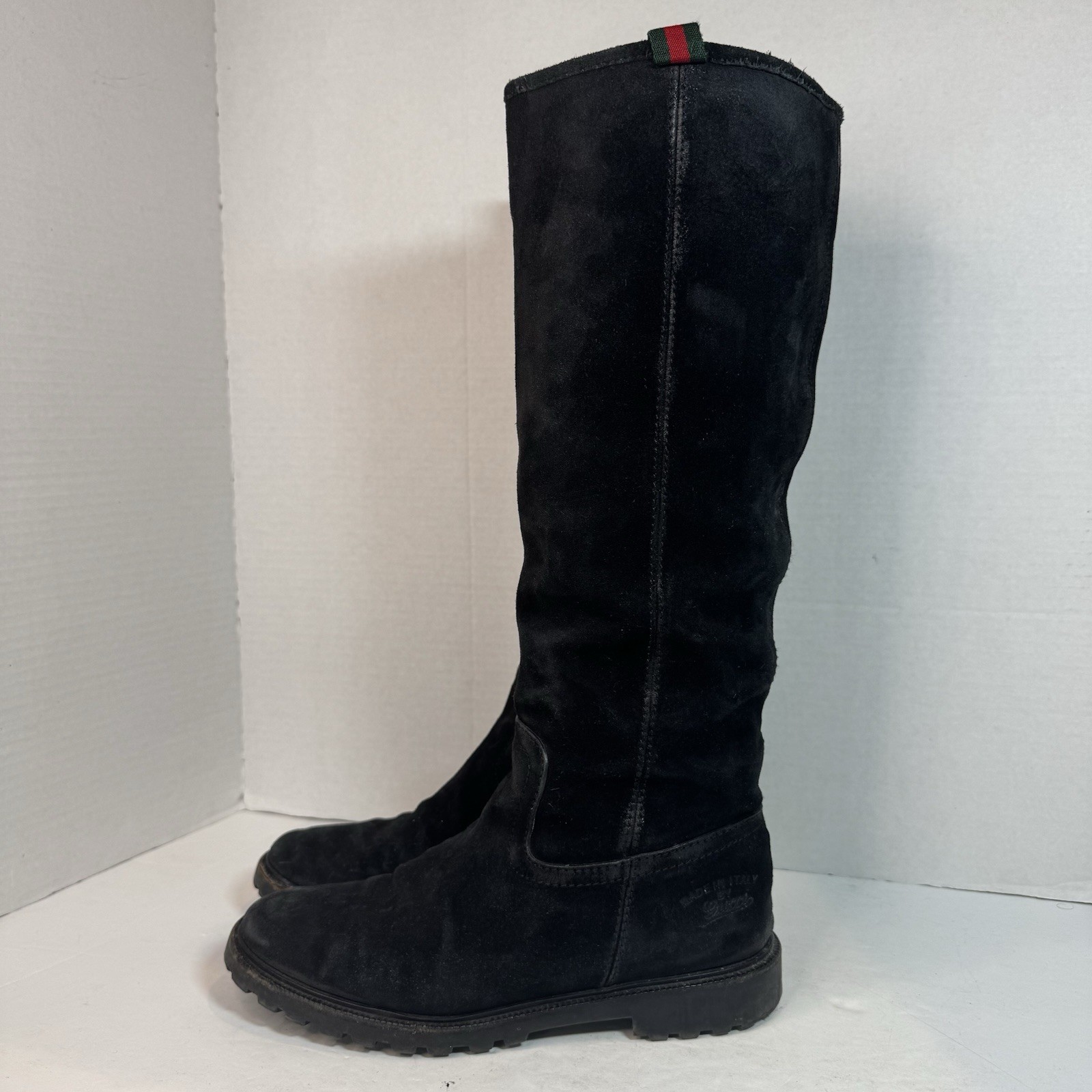 Gucci Women’s EU 37.5 Black Suede Shearling Knee High Winter Boots Italy thumbnail 2