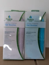 NatraCure Intense Hydrating Gel Booties 2-Pack Lavender & Aqua NEW One Size