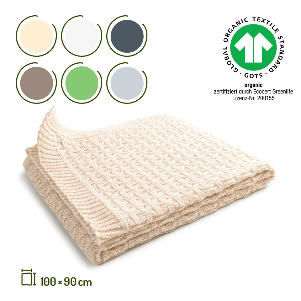SONNENSTRICK Babydecke Schmusedecke Schlafdecke Kuscheldecke 100 % Bio Baumwolle kba 100x90cm