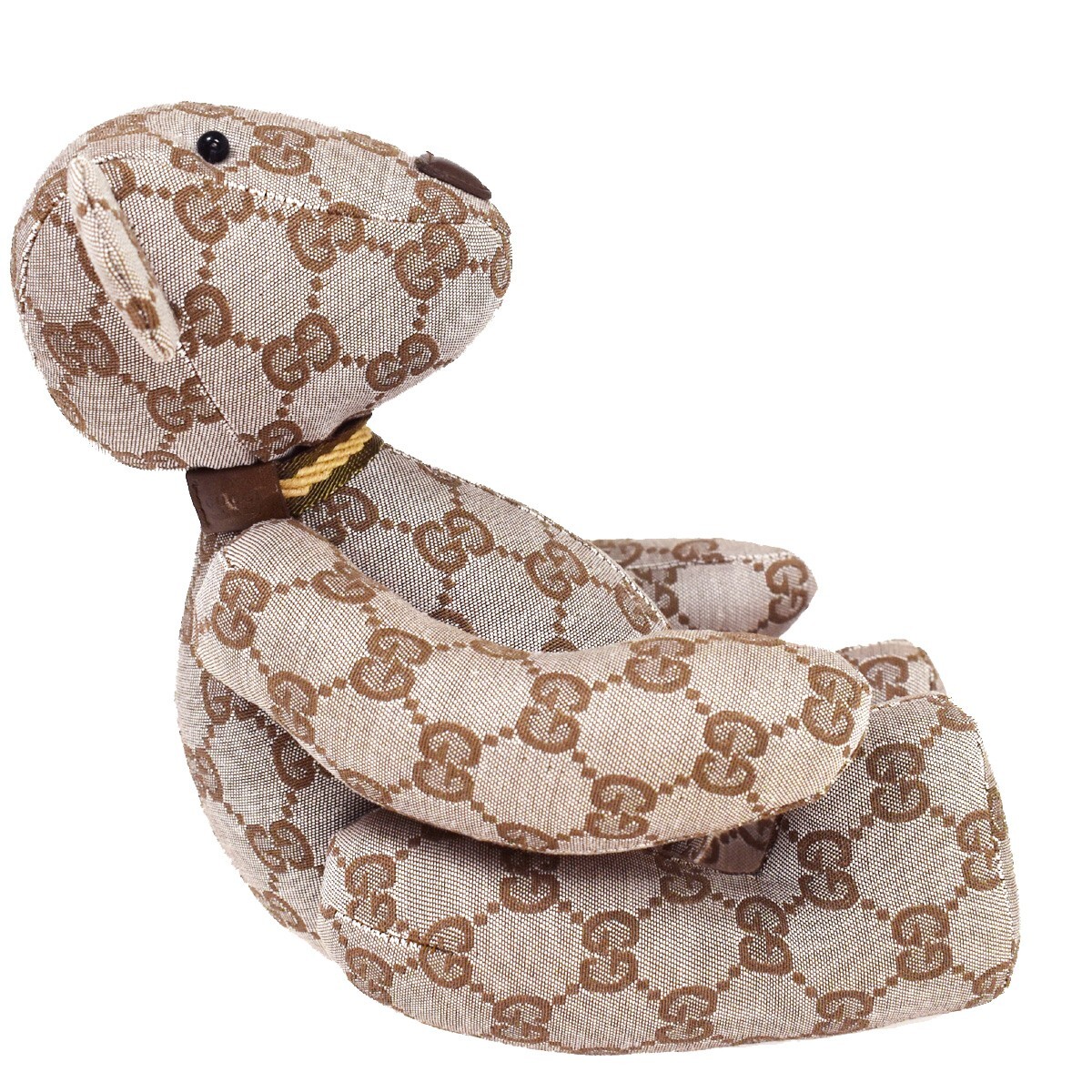 GUCCI GG Pattern Teddy Bear Bear Bag Plush Doll Stuffed Toy Brown