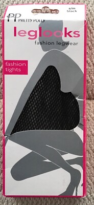 PRETTY POLLY LEGLOOKS FASHION FISHNET TIGHTS ~ SMALL/MEDIUM ~ BLACK
