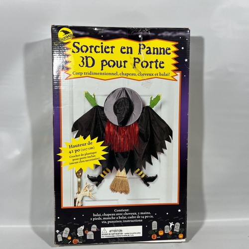 Vintage Halloween Prop Yard Decoration 3-D Crashing Witch 42” SunHill NIB NOS - 第 5/8 張圖片