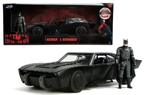 JADA 1/18 DIECAST BATMOBILE WITH WORKING LIGHTS & FIGURE THE BATMAN 2022 #32504 - Image 4