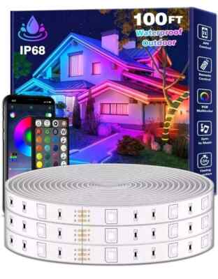 100 Fuß Außen LED Streifen Lichter Wasserdicht RGB Musik Sync App Fernbedienung