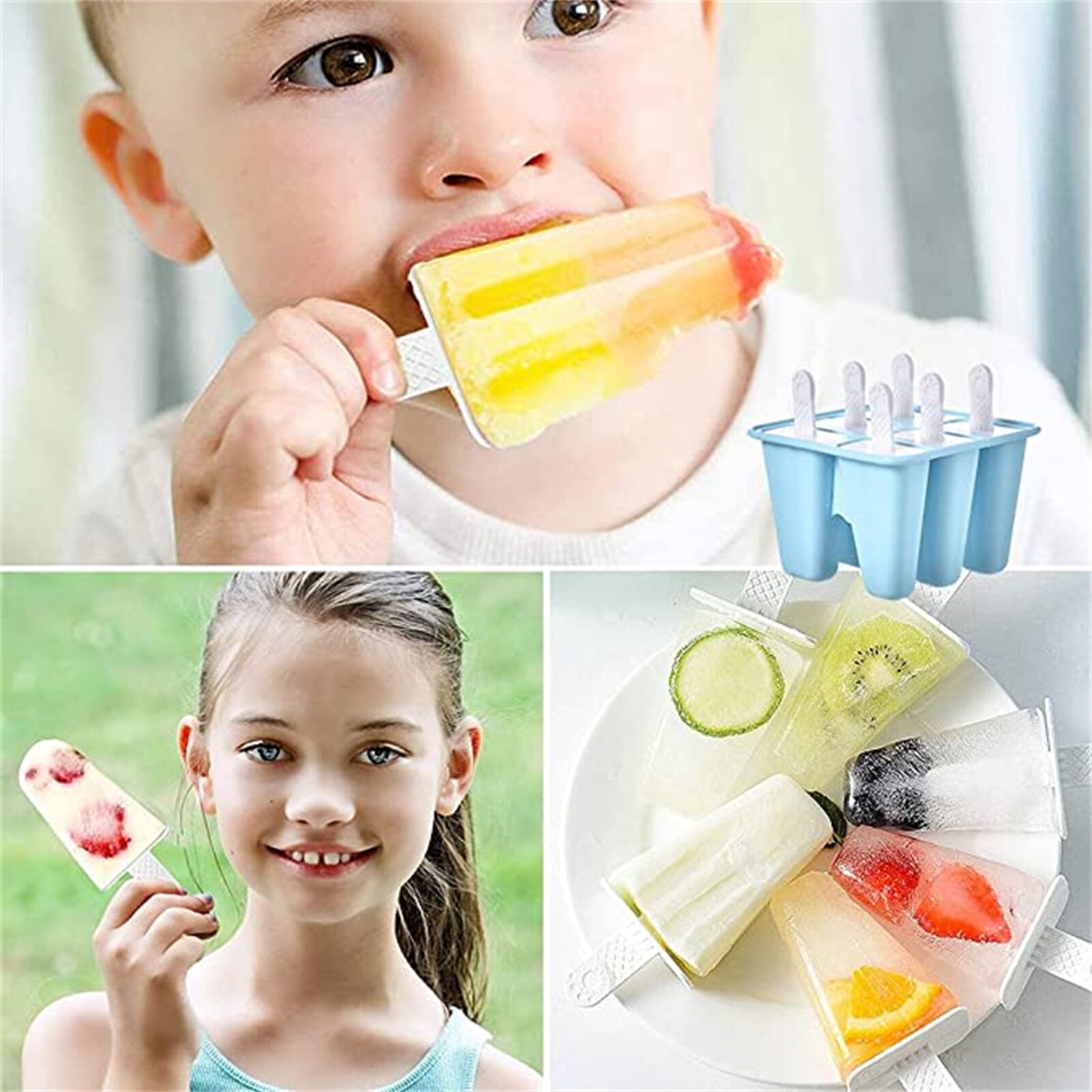 Silicone Ice Cream Mould Block 6 Cavity Molds Icy Pole Ice Lolly Cool