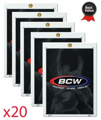 x20 BCW 1 Screw Card Holders 10 Display Case Recessed For Standard 20 Pts Cards