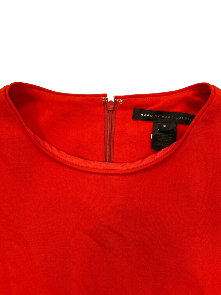 Abito rosso bicolore Marc by Marc Jacobs designer midi A-Line taglia UK 8 - Immagine 3 di 3