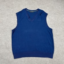 Greg Norman Sweater Men's Large Blue Vest Sleeveless Lightweight Golf Golfer