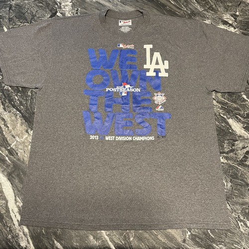 Men’s LA Dodgers “We Own The West” Sz XL 2013 NL Division Champs T-Shirt Grey