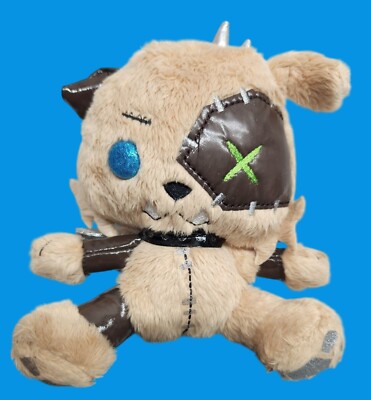 Monster High Zombie Puppy Plush Toy With Faux Leather Details & Silver Bow