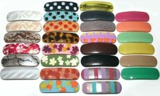 Barrette Hair Clip Long Rounded Rectangle Pattern Print Plain Retro Made France
