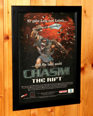 1997 Chasm The Rift Video game Old Rare Small Poster / Vintage Ad Page Framed 
