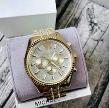 Michael Kors MK8579 Lexington Pavé Crystal Gold Bracelet Chronograph Men's Watch