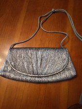 Ladies CACHE Brand Black And Silver Metalic Evening Bag