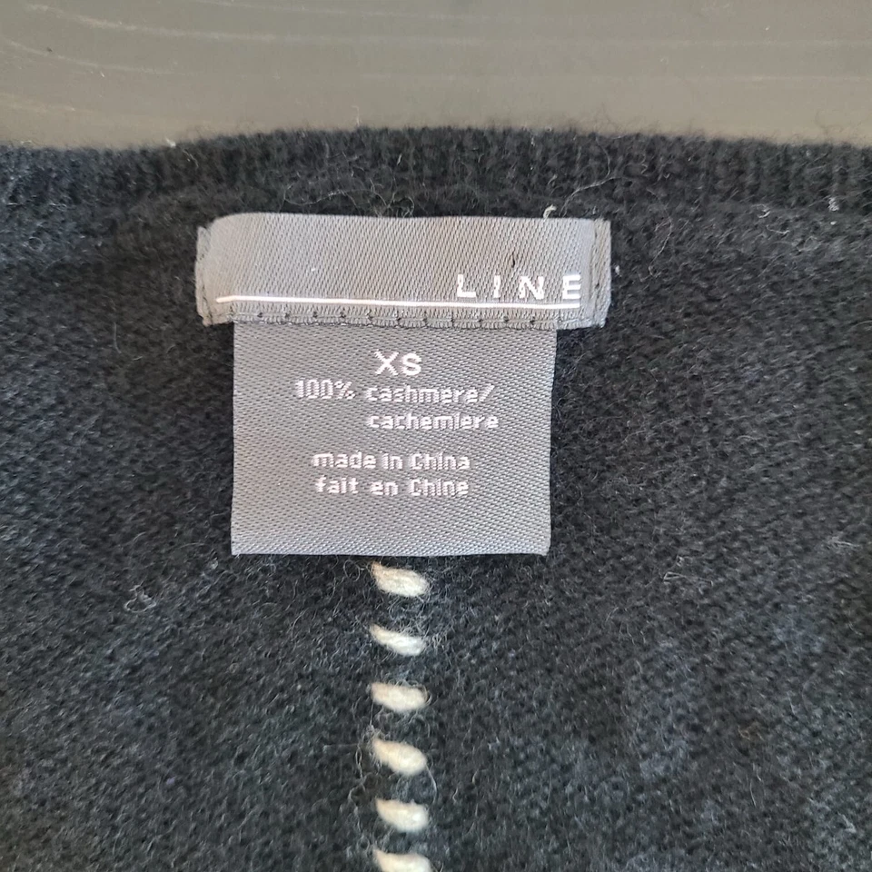 Suéter para mujer LINE cachemir 100 % cachemir cuello en V negro talla XS Foto 3 de 4