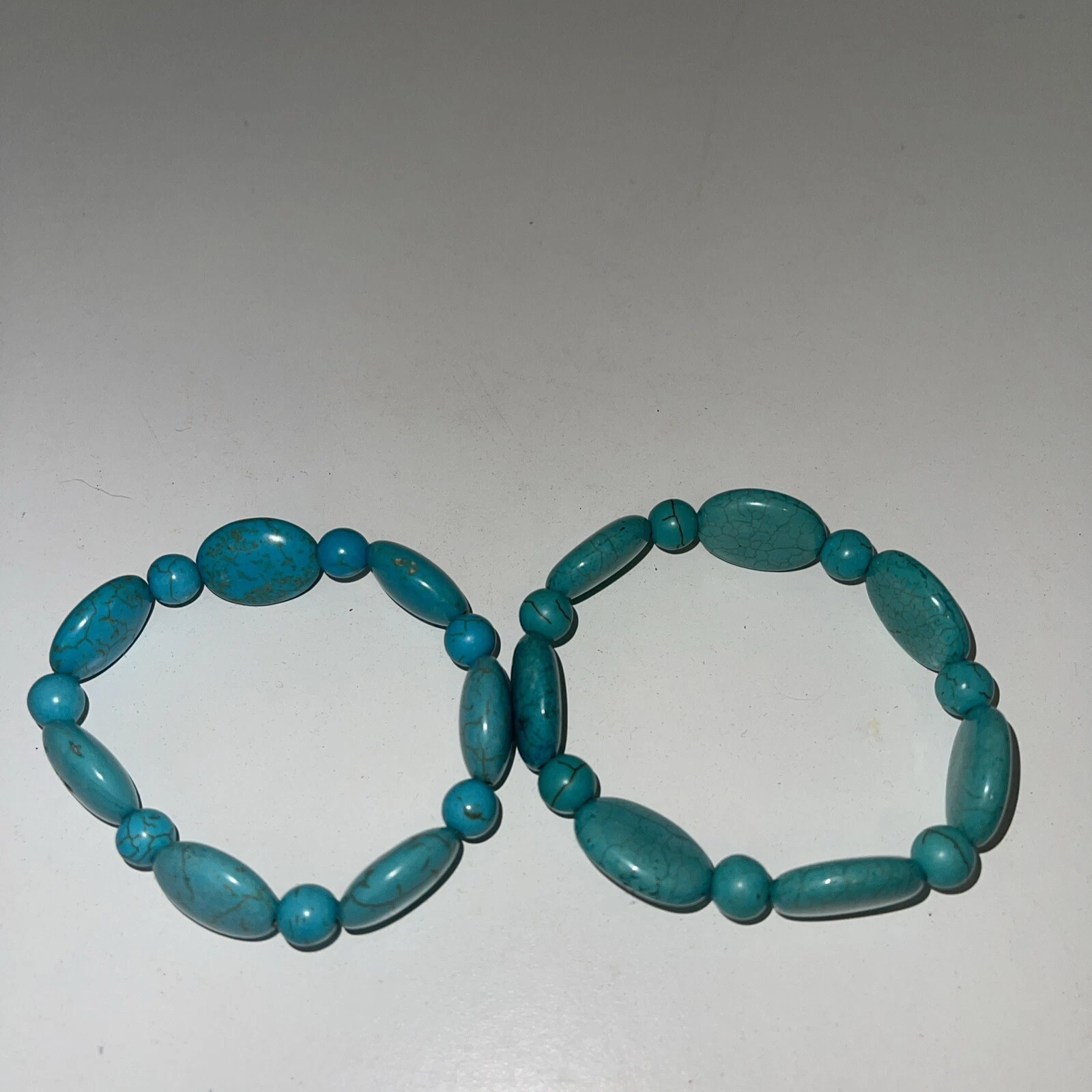 VALENTINO Set di 2 braccialetti grossi elasticizzati con perline turchesi