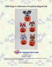 Dogs in Halloween Pumpkins Magnets-Plastic Canvas Pattern or Kit
