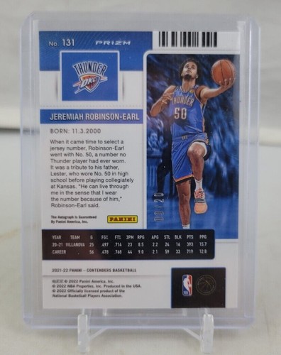 2021-22 Contenders Rookie Ticket Blue Shimmer Jeremiah Robinson-Earl Auto # /20 - Picture 4 of 4