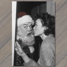 4x6"  Santa Claus Startled Woman FunnyRetro Vintage Look Holiday Photo Funny