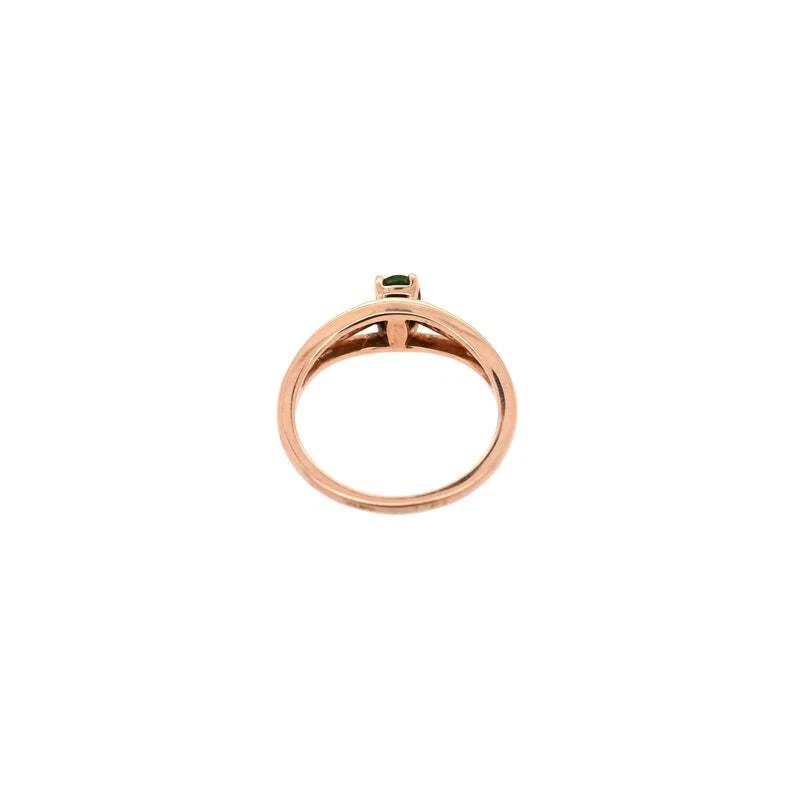 Anillo de oro rosa macizo de 14 k con punta de diamante natural y diopsido cromado de 0,62 quilates Foto 4 de 4