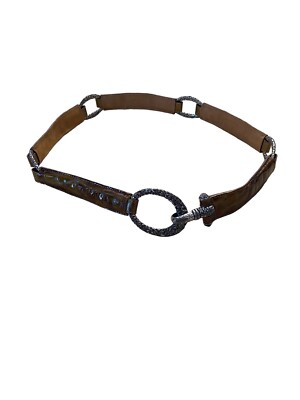 BRIGHTON BELT BROWN CROC LOOK LEATHER GOLD TONE HARDWARE ACCENT Size 30 BRIGHTON women main image 3