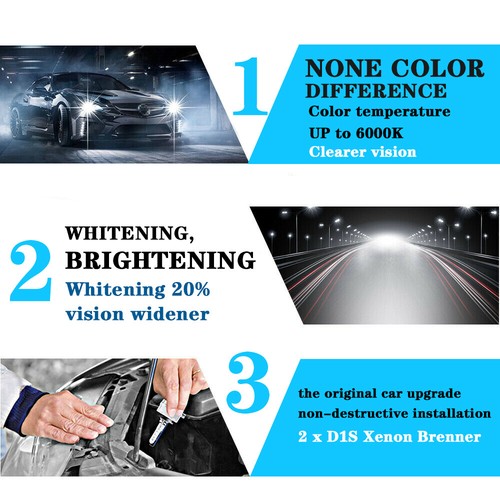 2PCS D1C D1S D1R HID Xenon Car Headlight Blue Light Bulbs Replace 6000K - Picture 9 of 12