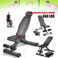 Adjustable Foldable Bench Dumbbell Fitness Flat Incline Decline Press Home Gym