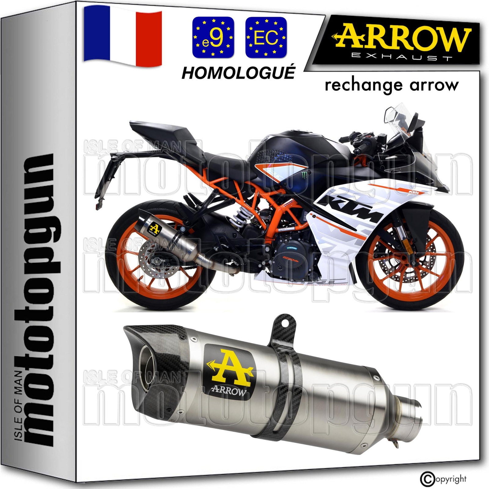 Echappement Arrow Thunder pour KTM RC 125 allegé en inox brossé