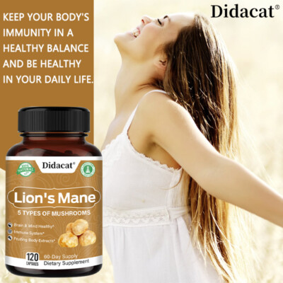 Complexe De Champignons 700mg - Lion's Mane, Reishi, Chaga, Maitake, Shiitake - 30/60/120 Gélules - Didacat - Neuf (Exp. 03/2027)